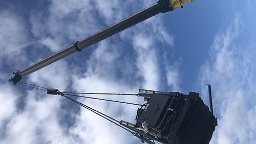Removing the old press in excellent weather